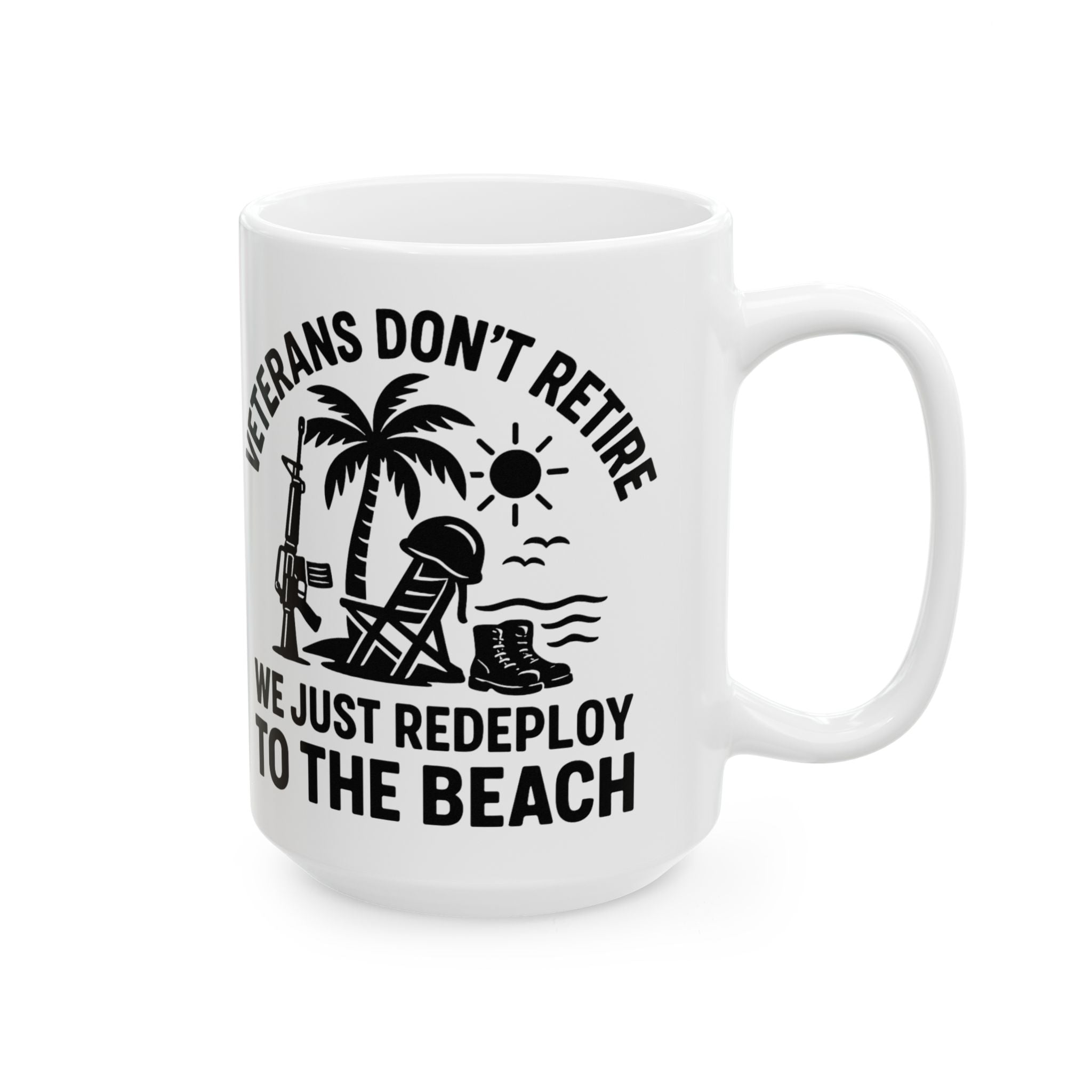 Veteran’s Day Ceramic Mug, Military Coffee Cup, Beach Lover Gift, Holiday Mug, Retirement Celebration
