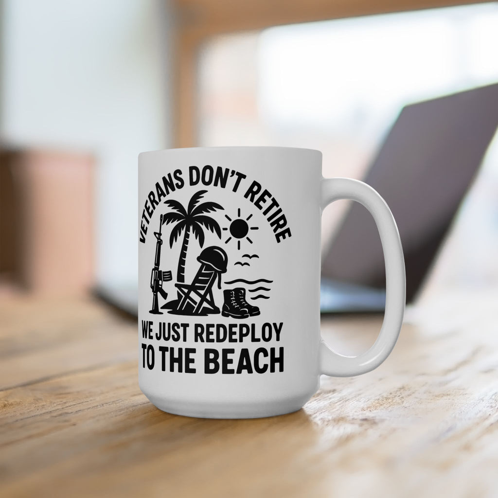 Veteran’s Day Ceramic Mug, Military Coffee Cup, Beach Lover Gift, Holiday Mug, Retirement Celebration