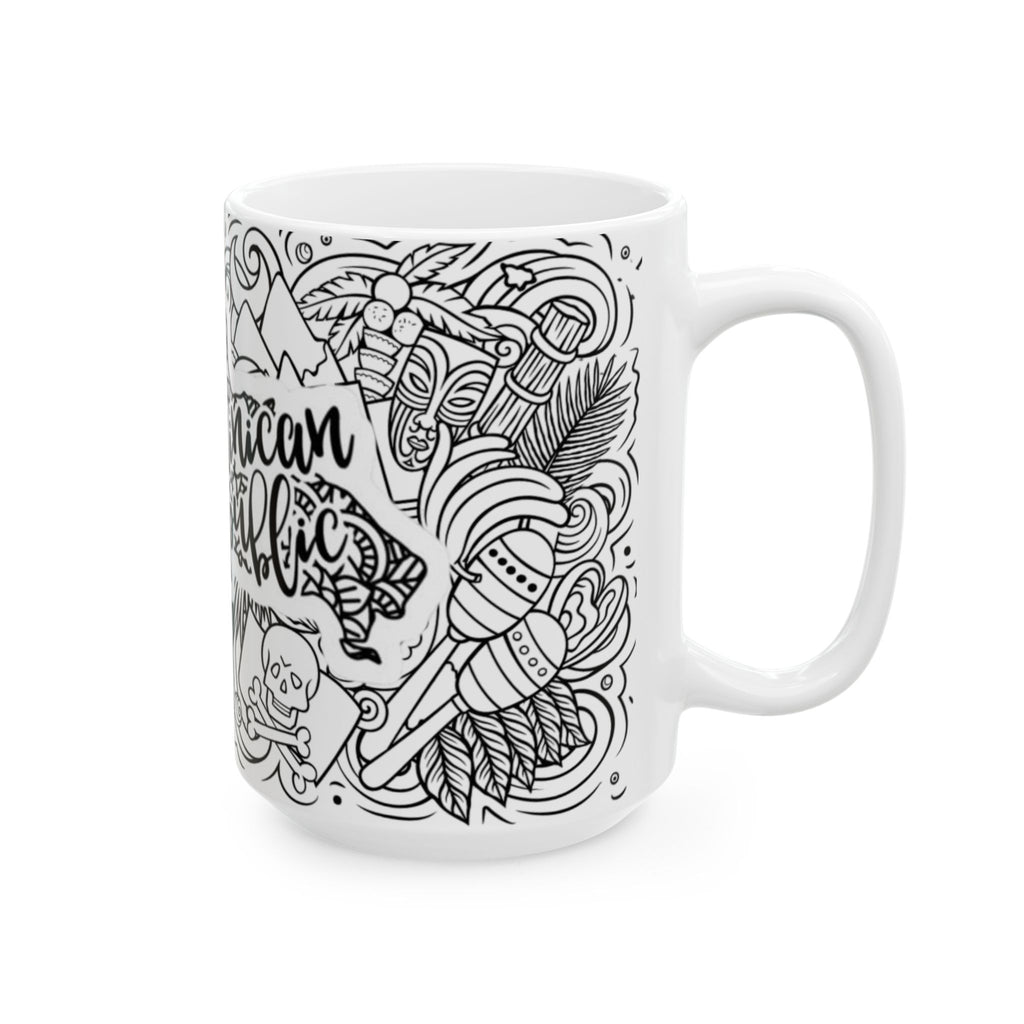 Dominican Republic Ceramic Mug, Bohemian Art Coffee Cup, Travel Souvenir, Gift for Her, Unique Kitchen Decor