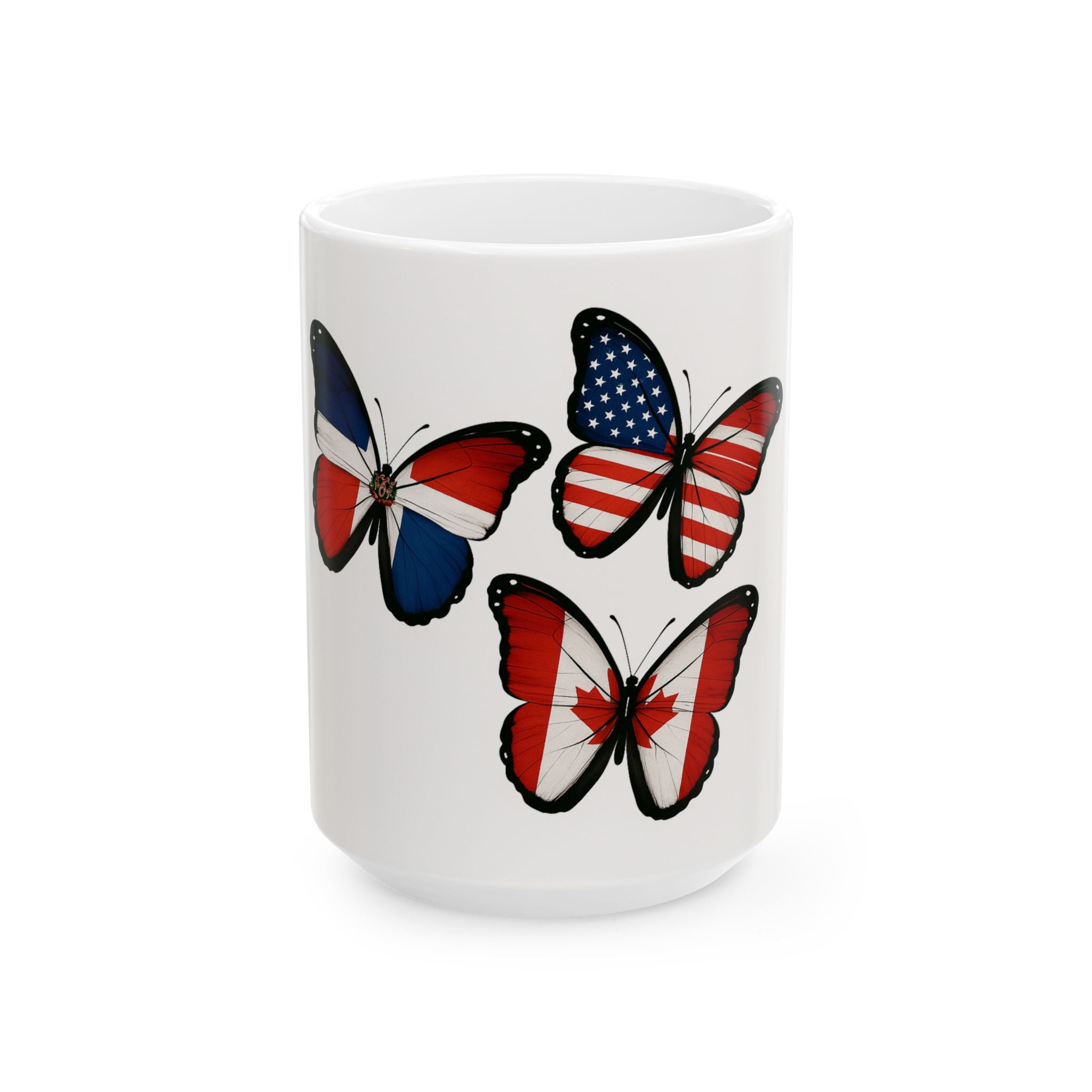 Patriotic Butterfly Ceramic Mug - Perfect for Gifts, Home Decor, Coffee Lovers, Travel Enthusiasts, and Holidays