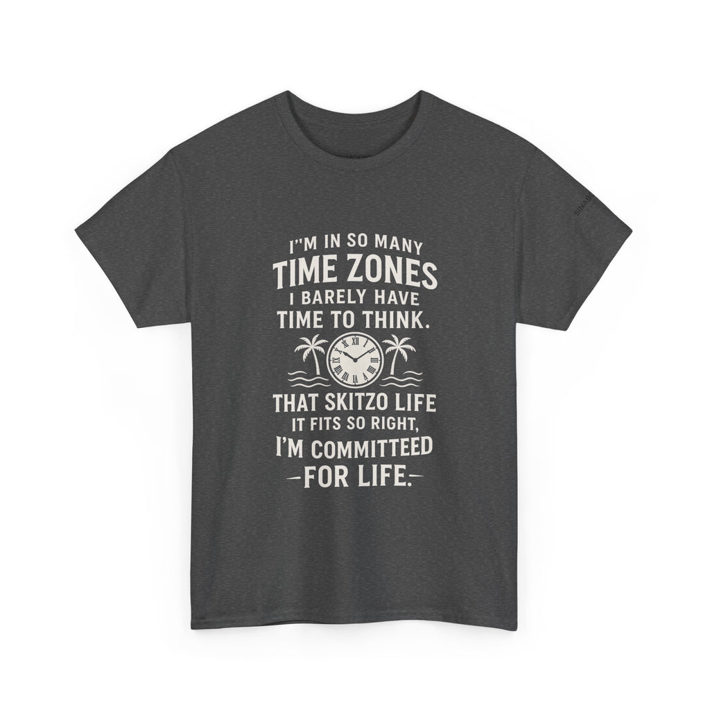 Time Zone Unisex Heavy Cotton Tee | Cozy Casual Wear, Fun Gift for Travelers, Unique Statement Shirt, Relaxed Fit Tee