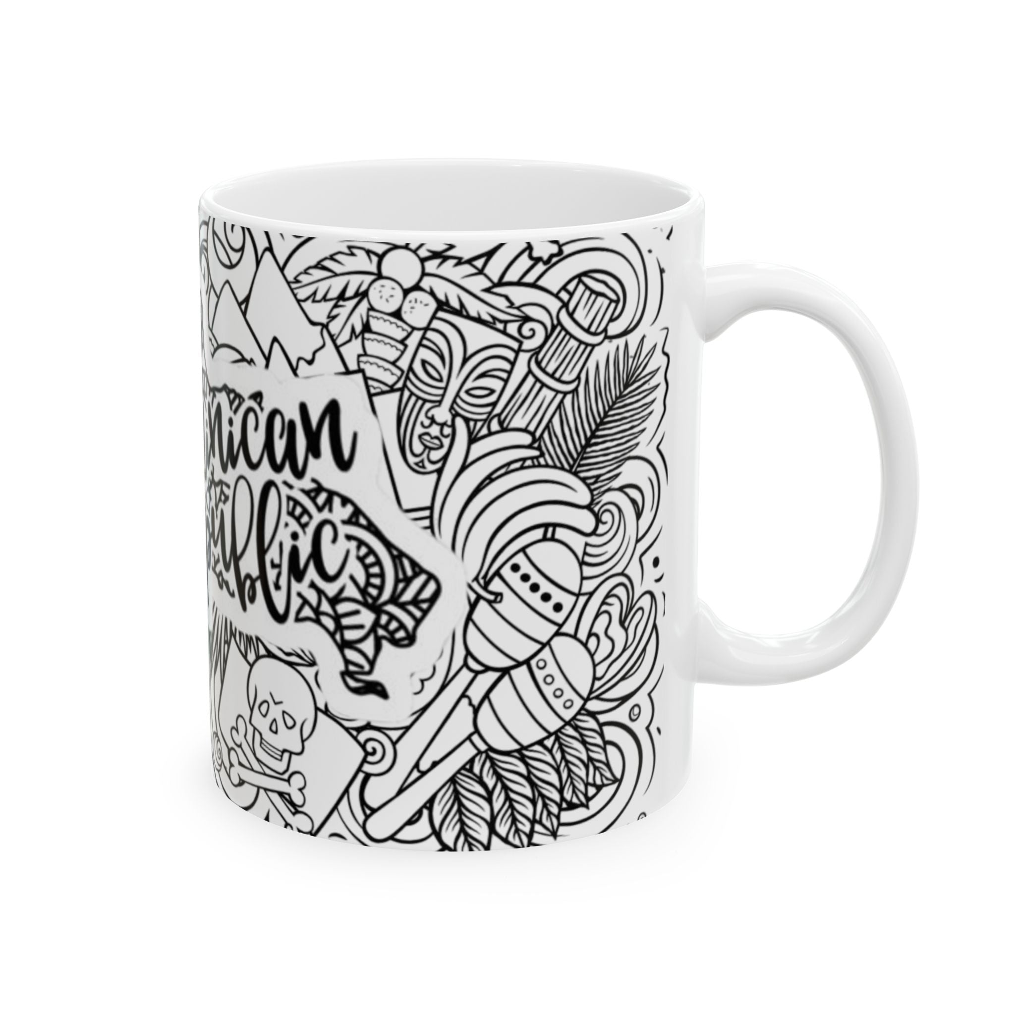 Dominican Republic Ceramic Mug, Bohemian Art Coffee Cup, Travel Souvenir, Gift for Her, Unique Kitchen Decor