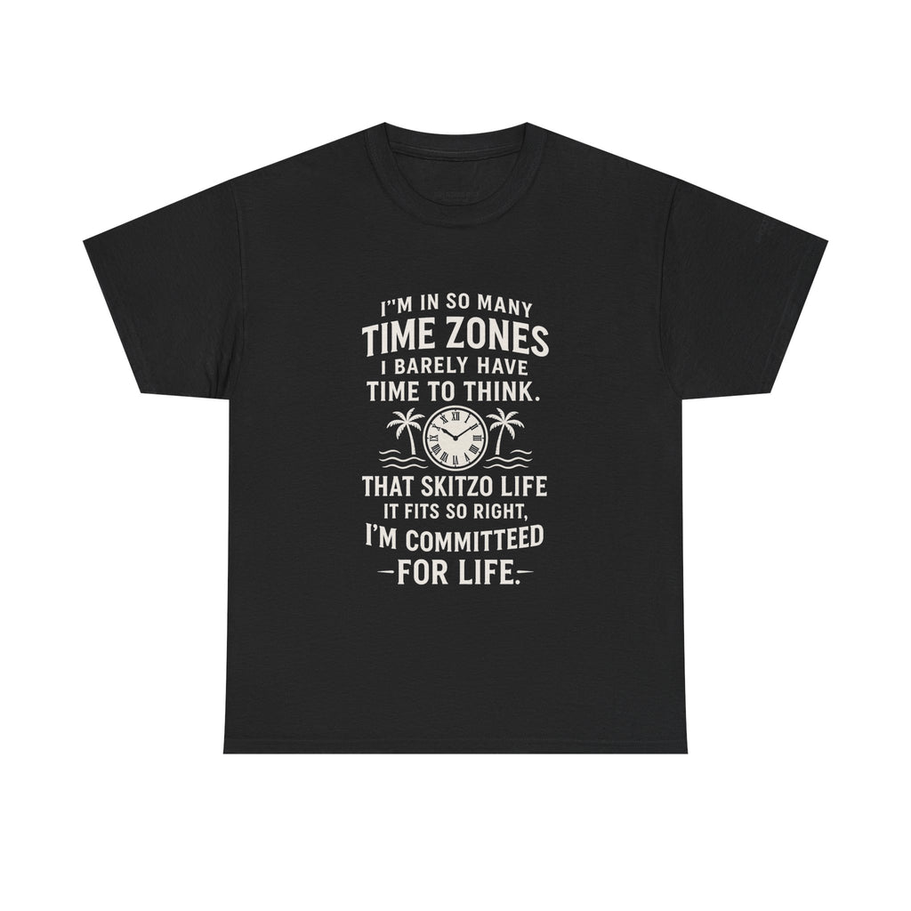 Time Zone Unisex Heavy Cotton Tee | Cozy Casual Wear, Fun Gift for Travelers, Unique Statement Shirt, Relaxed Fit Tee