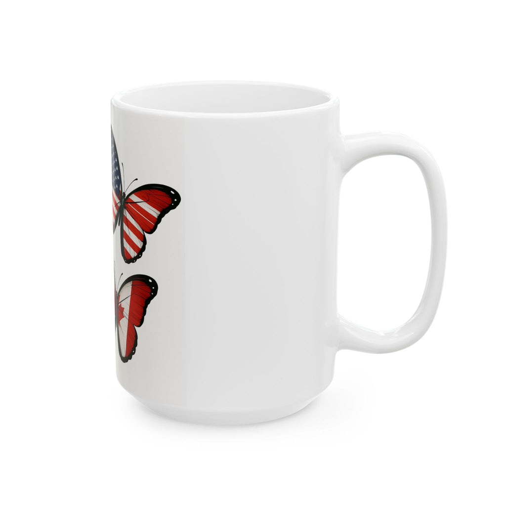 Patriotic Butterfly Ceramic Mug - Perfect for Gifts, Home Decor, Coffee Lovers, Travel Enthusiasts, and Holidays