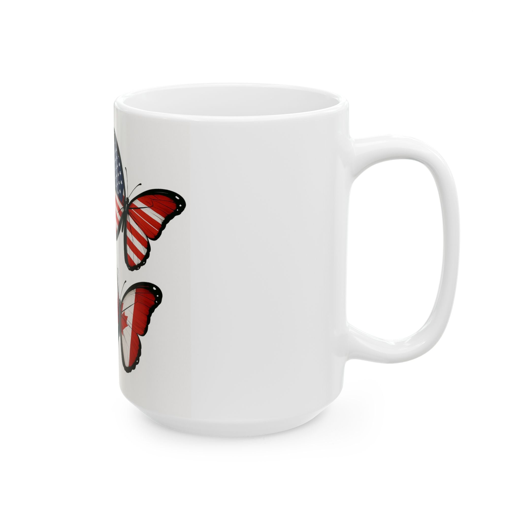 Patriotic Butterfly Ceramic Mug - Perfect for Gifts, Home Decor, Coffee Lovers, Travel Enthusiasts, and Holidays