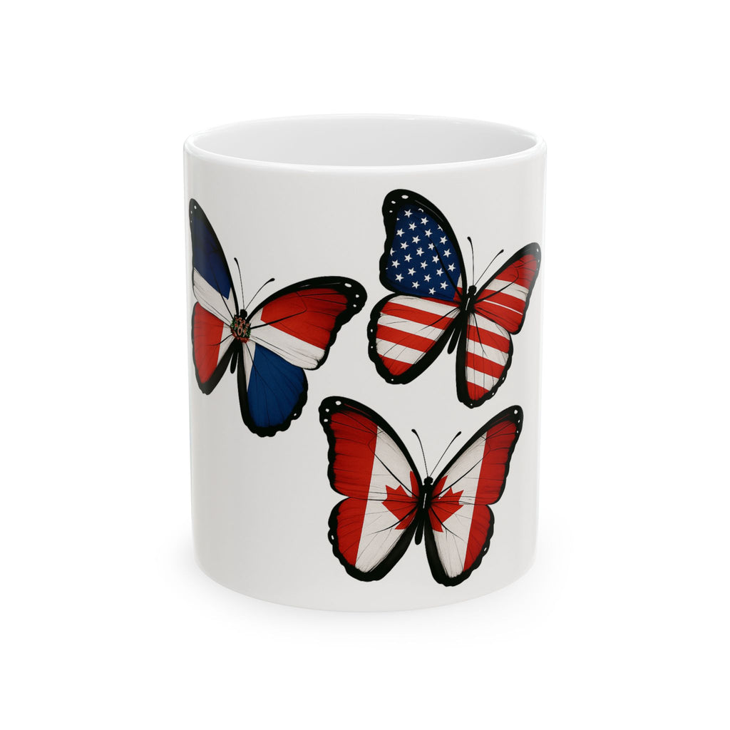 Patriotic Butterfly Ceramic Mug - Perfect for Gifts, Home Decor, Coffee Lovers, Travel Enthusiasts, and Holidays