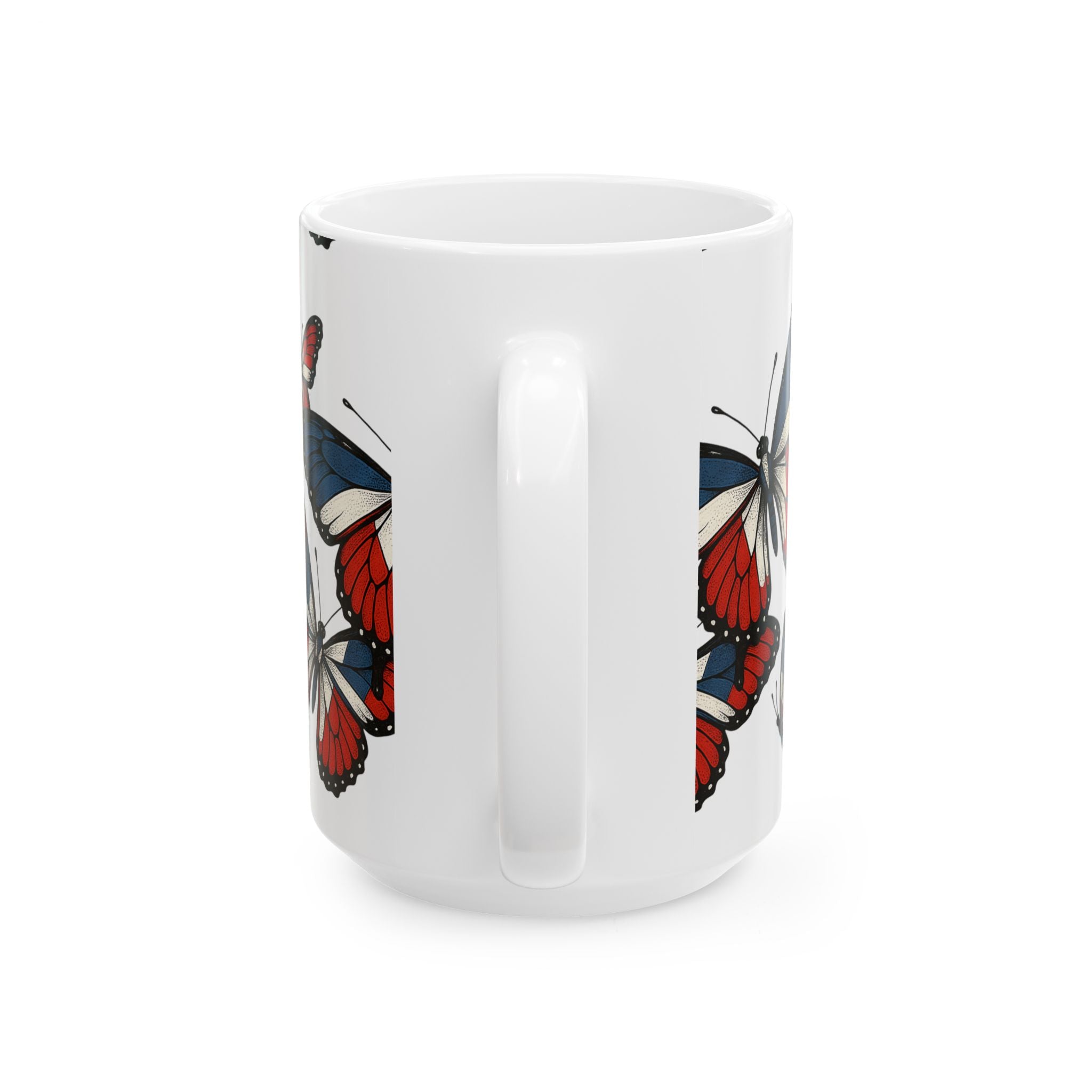 Patriotic Butterfly Ceramic Mug - Perfect for Independence Day, Gift for Nature Lovers, Stunning Home Decor, Coffee Mug, Tea Mug