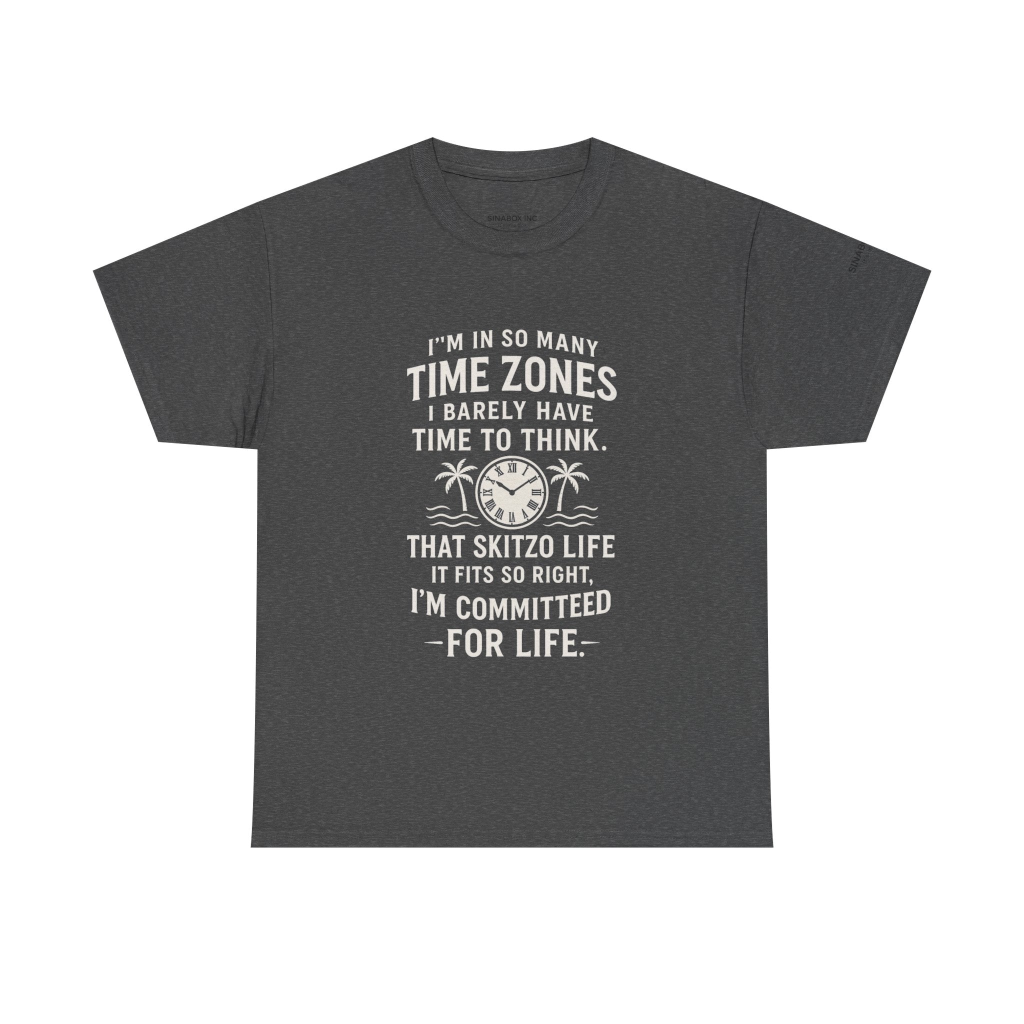 Time Zone Unisex Heavy Cotton Tee | Cozy Casual Wear, Fun Gift for Travelers, Unique Statement Shirt, Relaxed Fit Tee