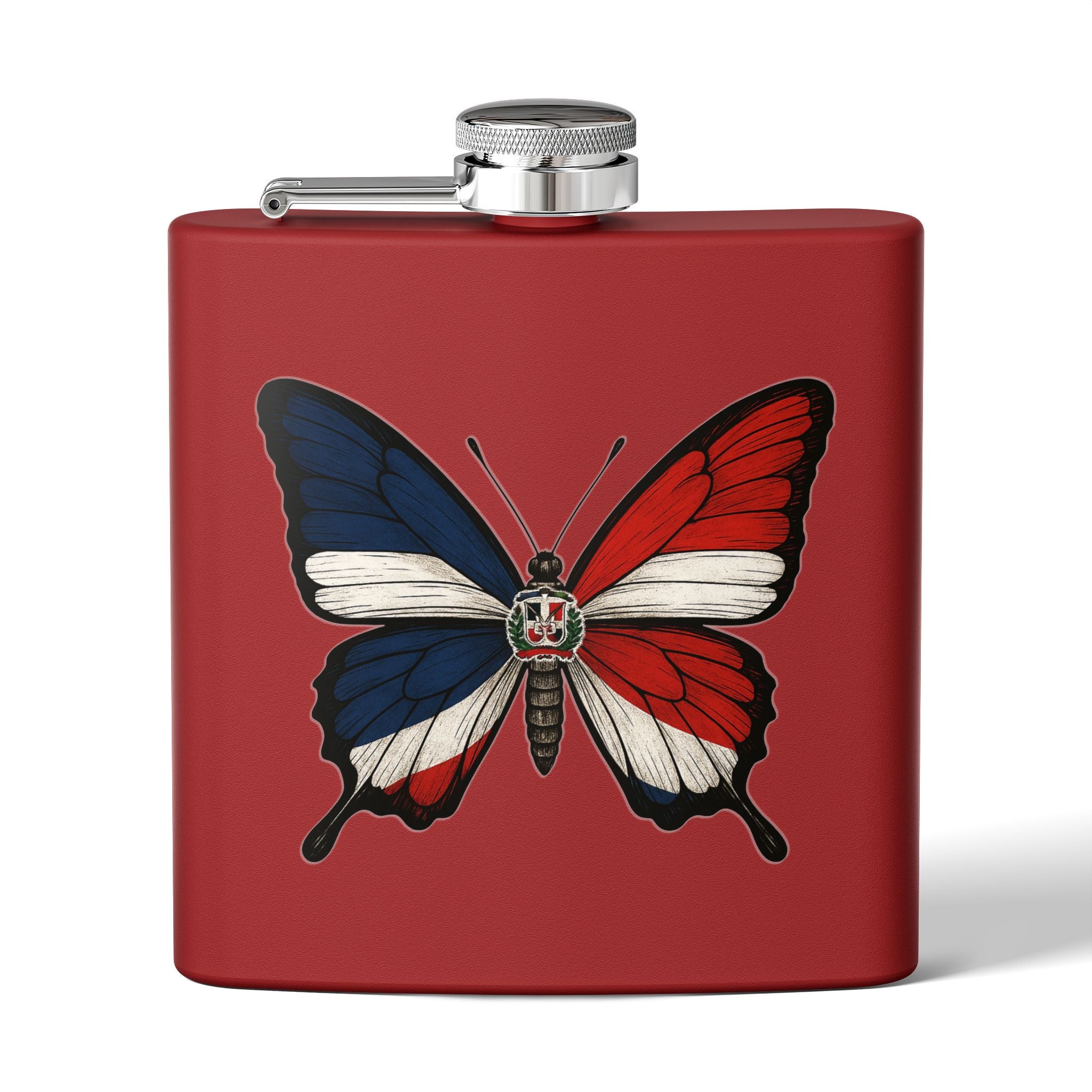 Patriotic Butterfly Flask - 6oz Stainless Steel Drinkware