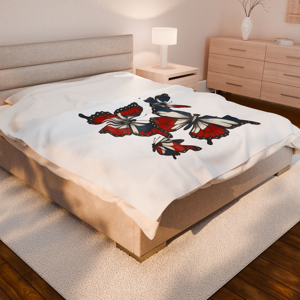 Copy of Patriotic Butterfly Plush Blanket - Cozy Throw for Home, Gift for Independence Day, USA, Canada, France, Snuggle Accent