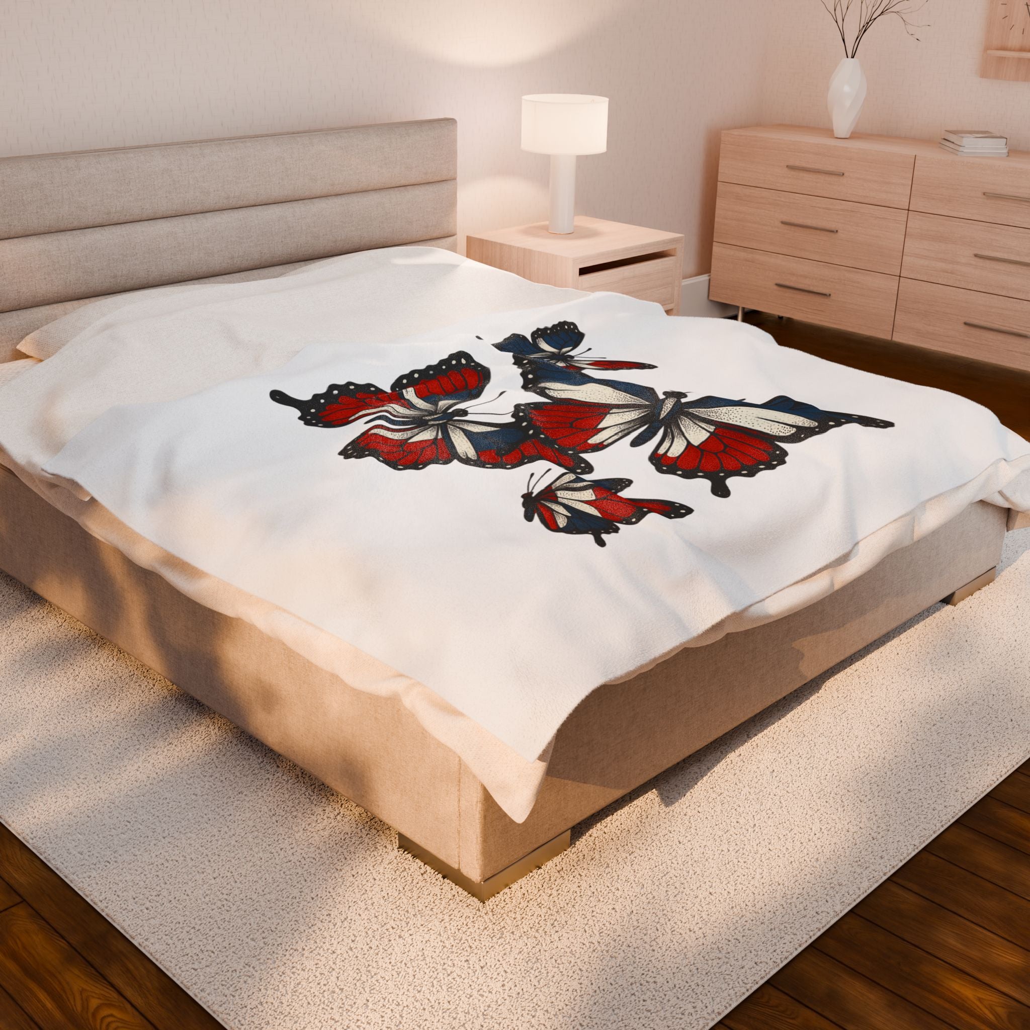 Copy of Patriotic Butterfly Plush Blanket - Cozy Throw for Home, Gift for Independence Day, USA, Canada, France, Snuggle Accent