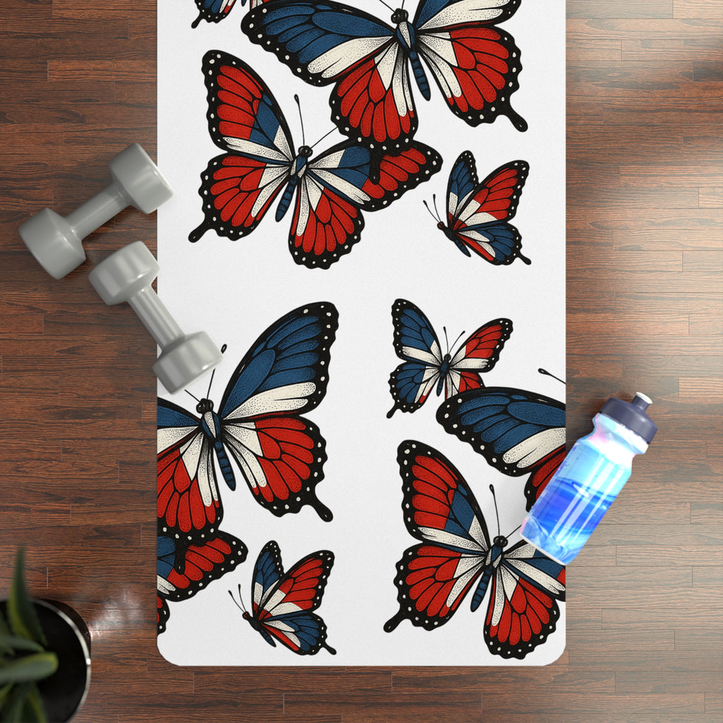Butterfly Design Rubber Yoga Mat - Eco-Friendly, Non-Slip, Fitness, Exercise, Home Decor, Gift for Yoga Lovers