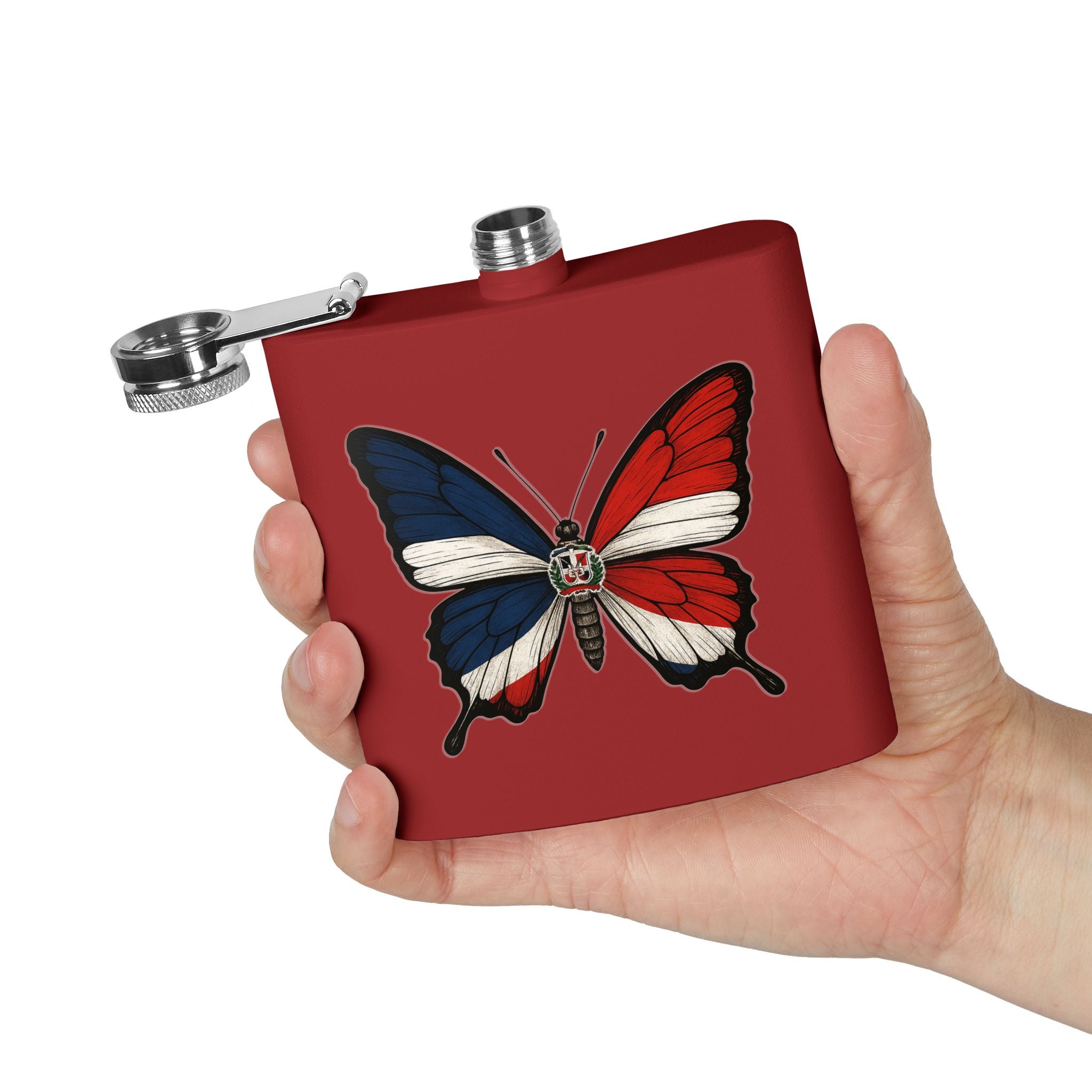 Patriotic Butterfly Flask - 6oz Stainless Steel Drinkware