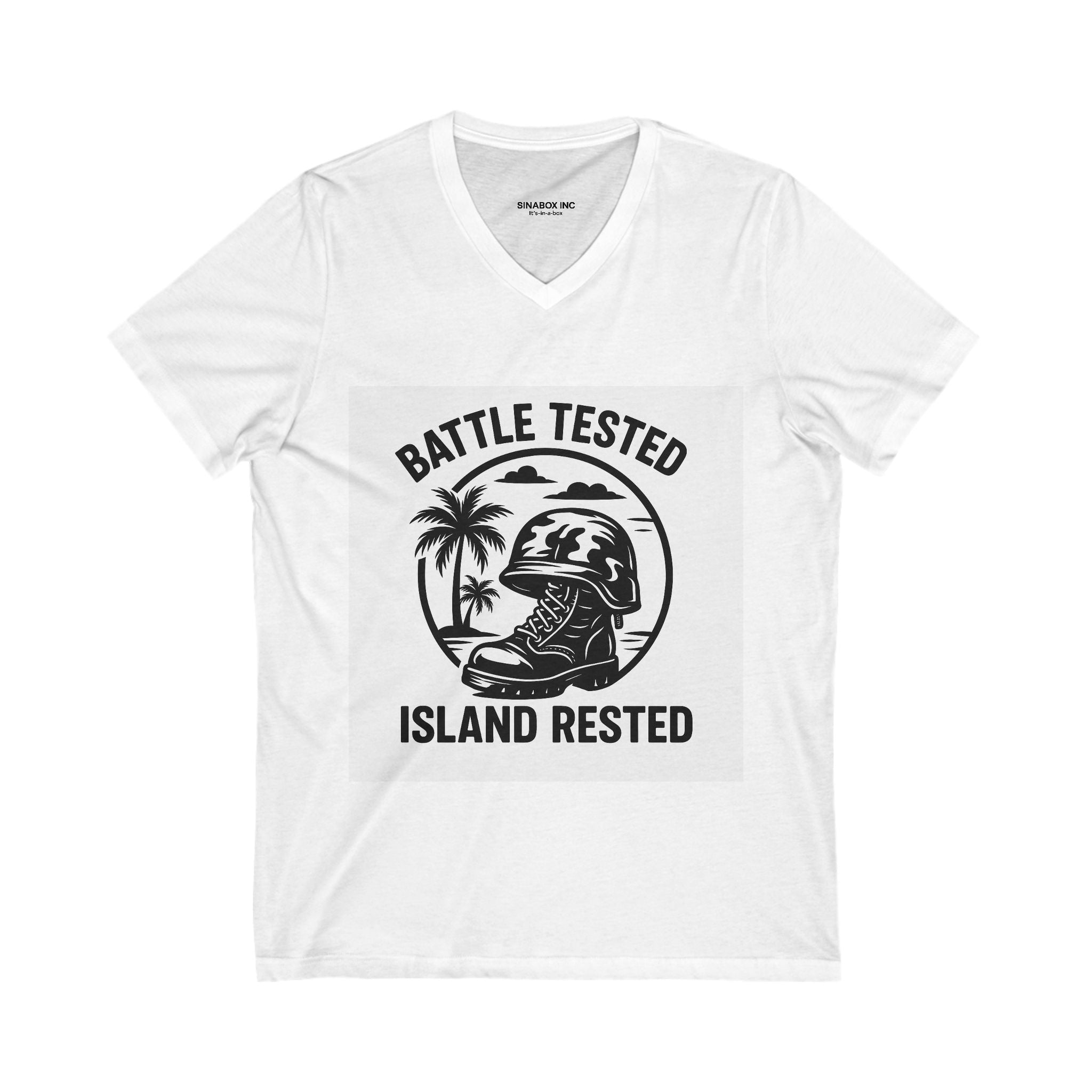 Battle Tested Island Rested Tee for Adventurers, Perfect for Casual Wear, Beach Days, Travel Souvenir, Veterans' Appreciation
