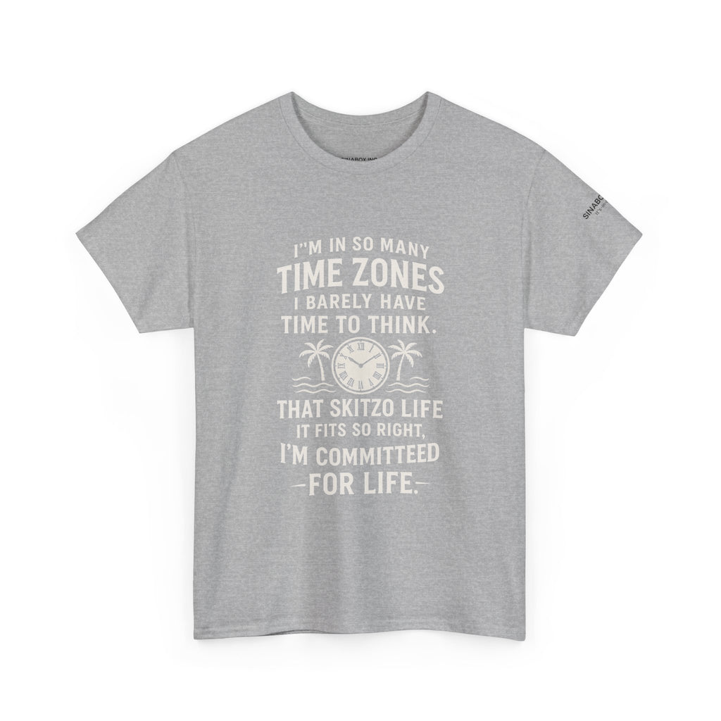Time Zone Unisex Heavy Cotton Tee | Cozy Casual Wear, Fun Gift for Travelers, Unique Statement Shirt, Relaxed Fit Tee