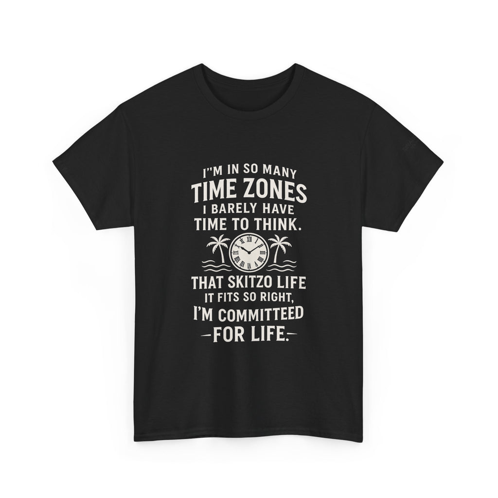 Time Zone Unisex Heavy Cotton Tee | Cozy Casual Wear, Fun Gift for Travelers, Unique Statement Shirt, Relaxed Fit Tee