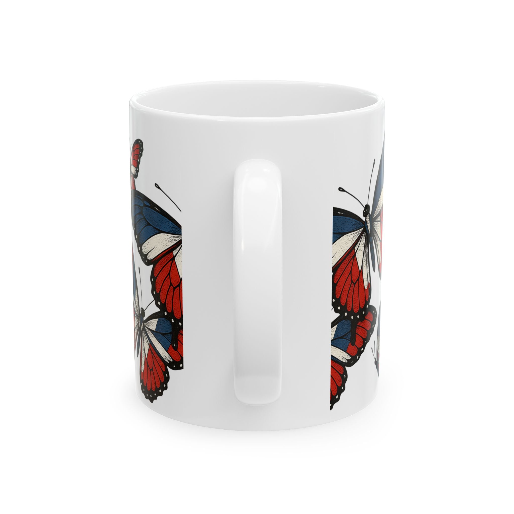 Patriotic Butterfly Ceramic Mug - Perfect for Independence Day, Gift for Nature Lovers, Stunning Home Decor, Coffee Mug, Tea Mug