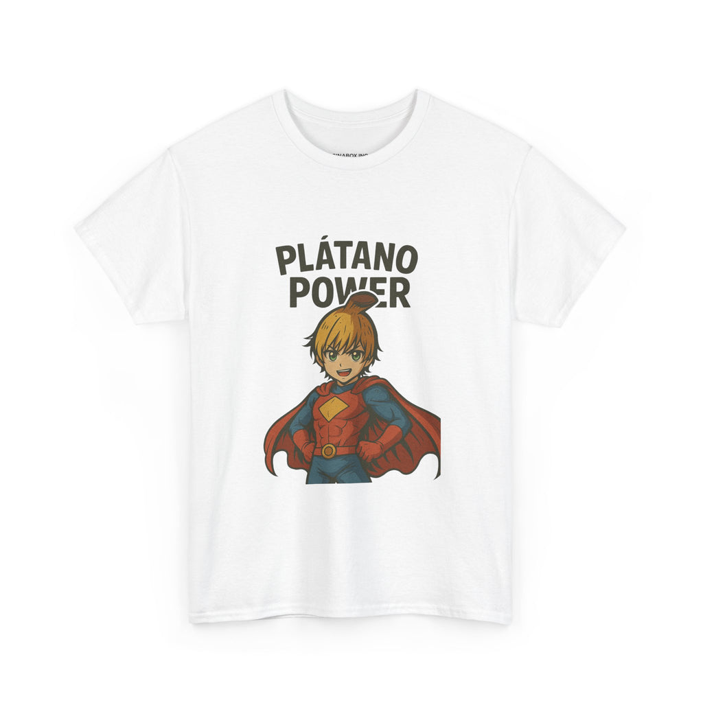 Superhero Plátano Power Tee, Graphic Tee, Unisex Cotton T-Shirt, Fun & Playful Apparel, Gift for Kids & Adults, Birthday Party Wear