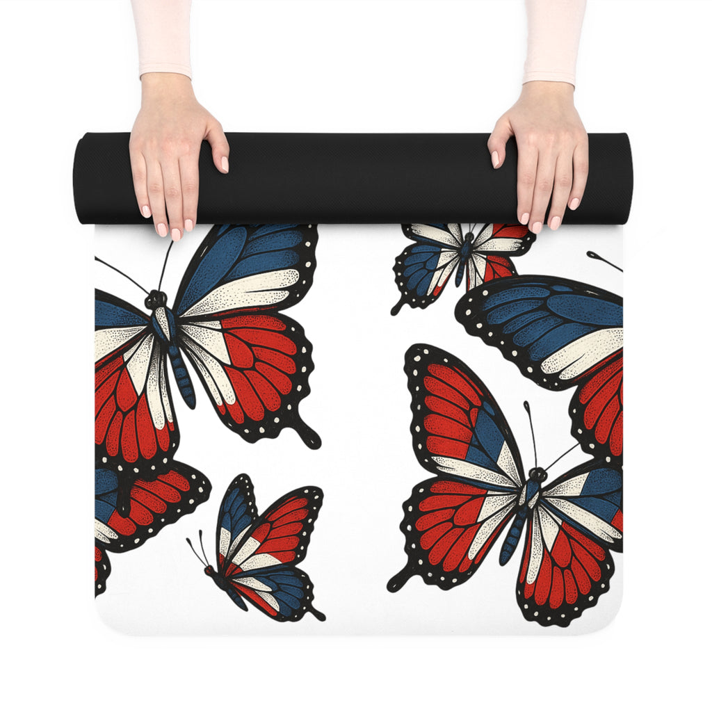 Butterfly Design Rubber Yoga Mat - Eco-Friendly, Non-Slip, Fitness, Exercise, Home Decor, Gift for Yoga Lovers