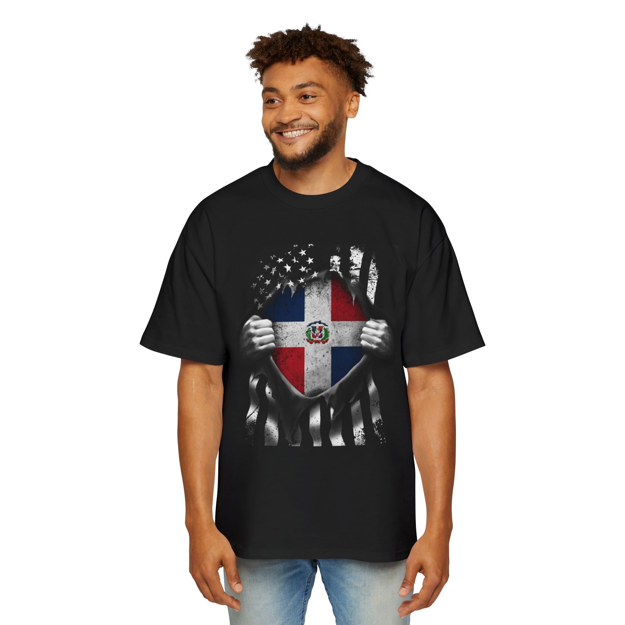 Dominican American Pride Oversized Tee - Celebrate Heritage, Casual Style, Unisex, Gift for Him, Summer Wear, Cultural Expression