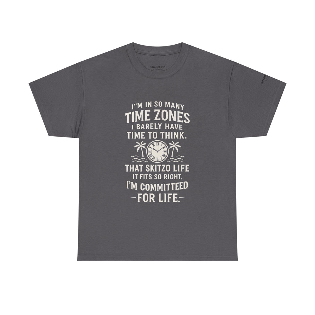 Time Zone Unisex Heavy Cotton Tee | Cozy Casual Wear, Fun Gift for Travelers, Unique Statement Shirt, Relaxed Fit Tee
