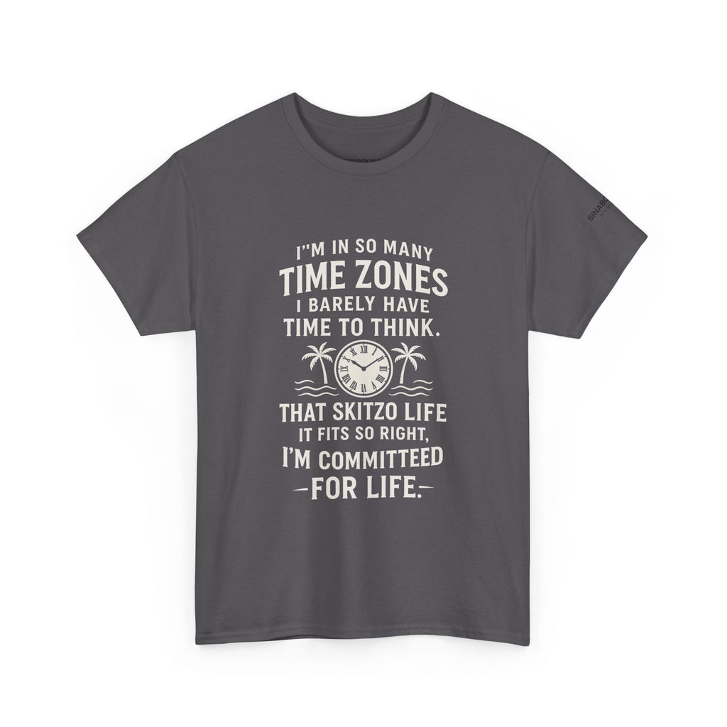 Time Zone Unisex Heavy Cotton Tee | Cozy Casual Wear, Fun Gift for Travelers, Unique Statement Shirt, Relaxed Fit Tee
