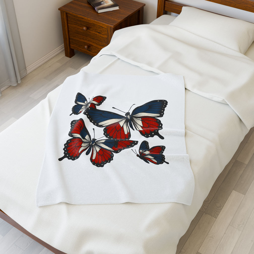 Copy of Patriotic Butterfly Plush Blanket - Cozy Throw for Home, Gift for Independence Day, USA, Canada, France, Snuggle Accent