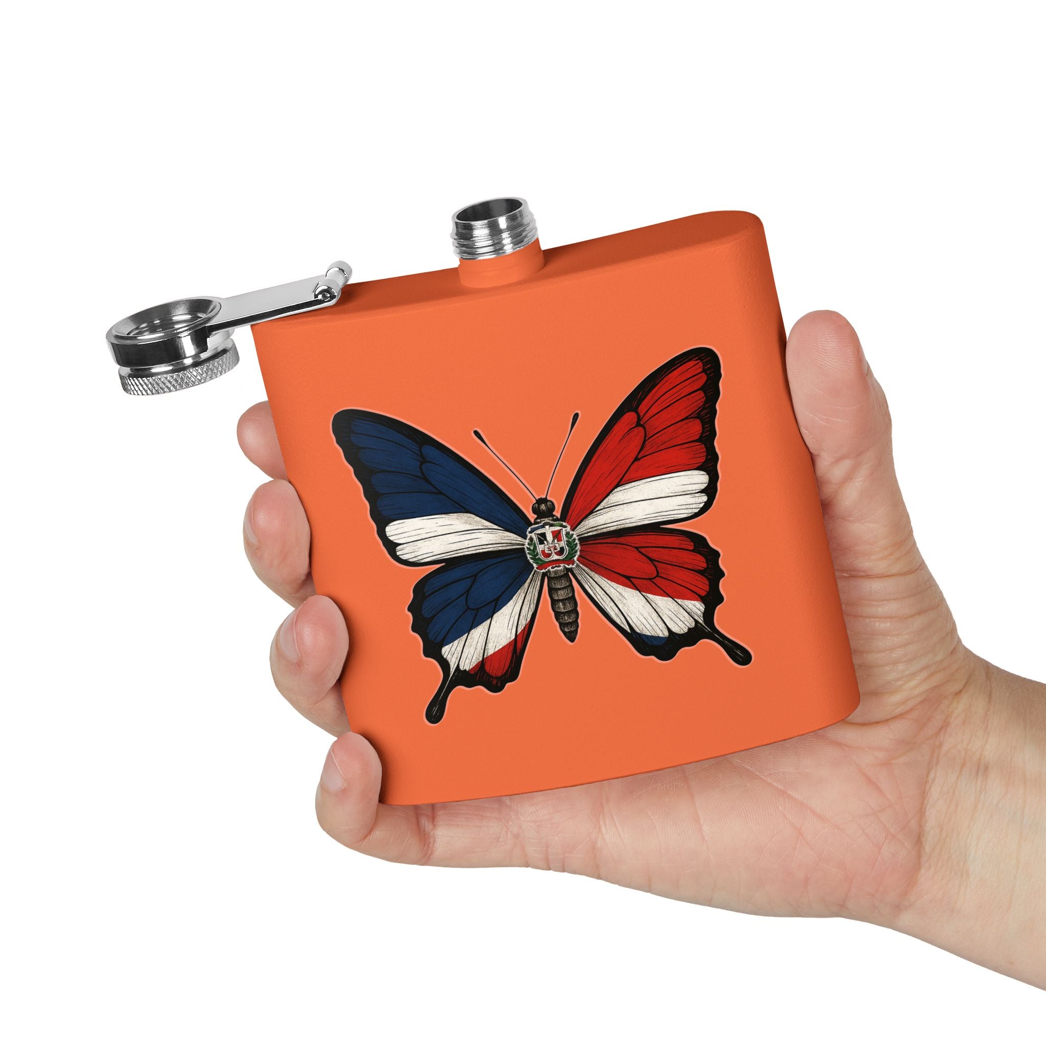 Patriotic Butterfly Flask - 6oz Stainless Steel Drinkware