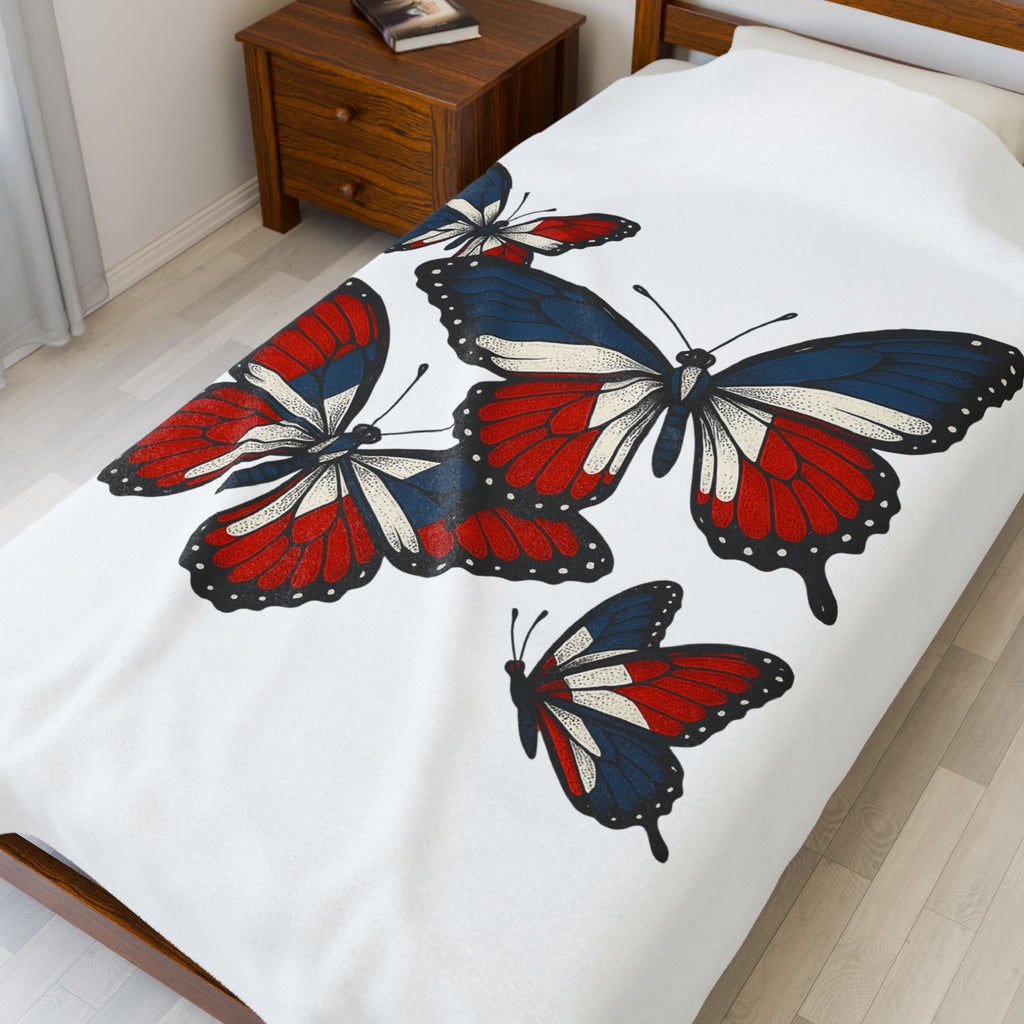 Copy of Patriotic Butterfly Plush Blanket - Cozy Throw for Home, Gift for Independence Day, USA, Canada, France, Snuggle Accent