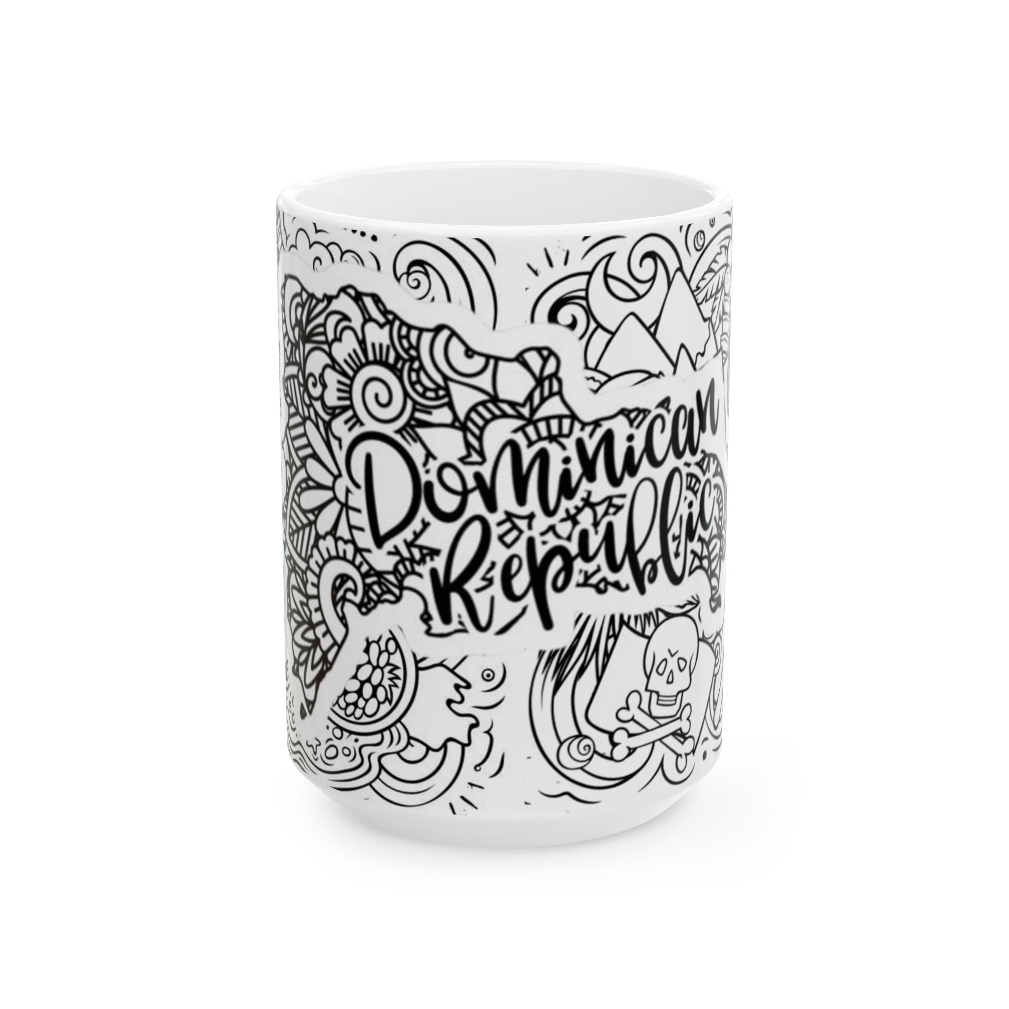 Dominican Republic Ceramic Mug, Bohemian Art Coffee Cup, Travel Souvenir, Gift for Her, Unique Kitchen Decor